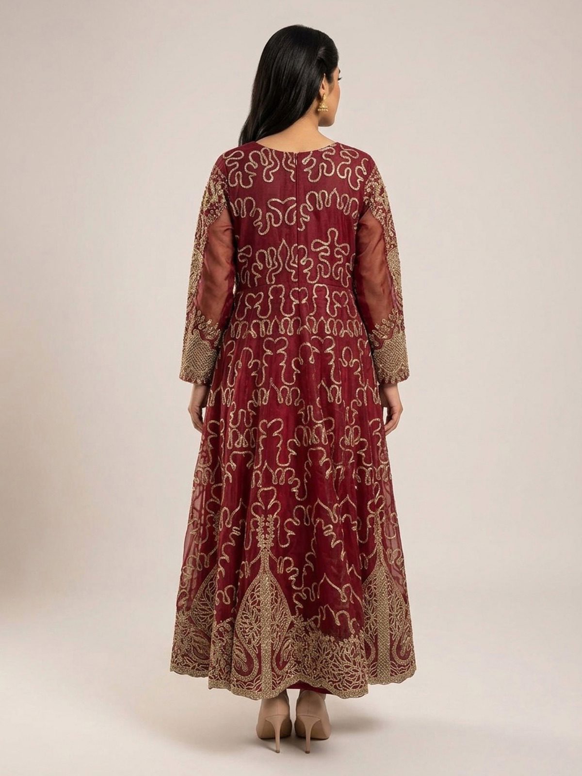 3pc maxi with embroided dupatta
