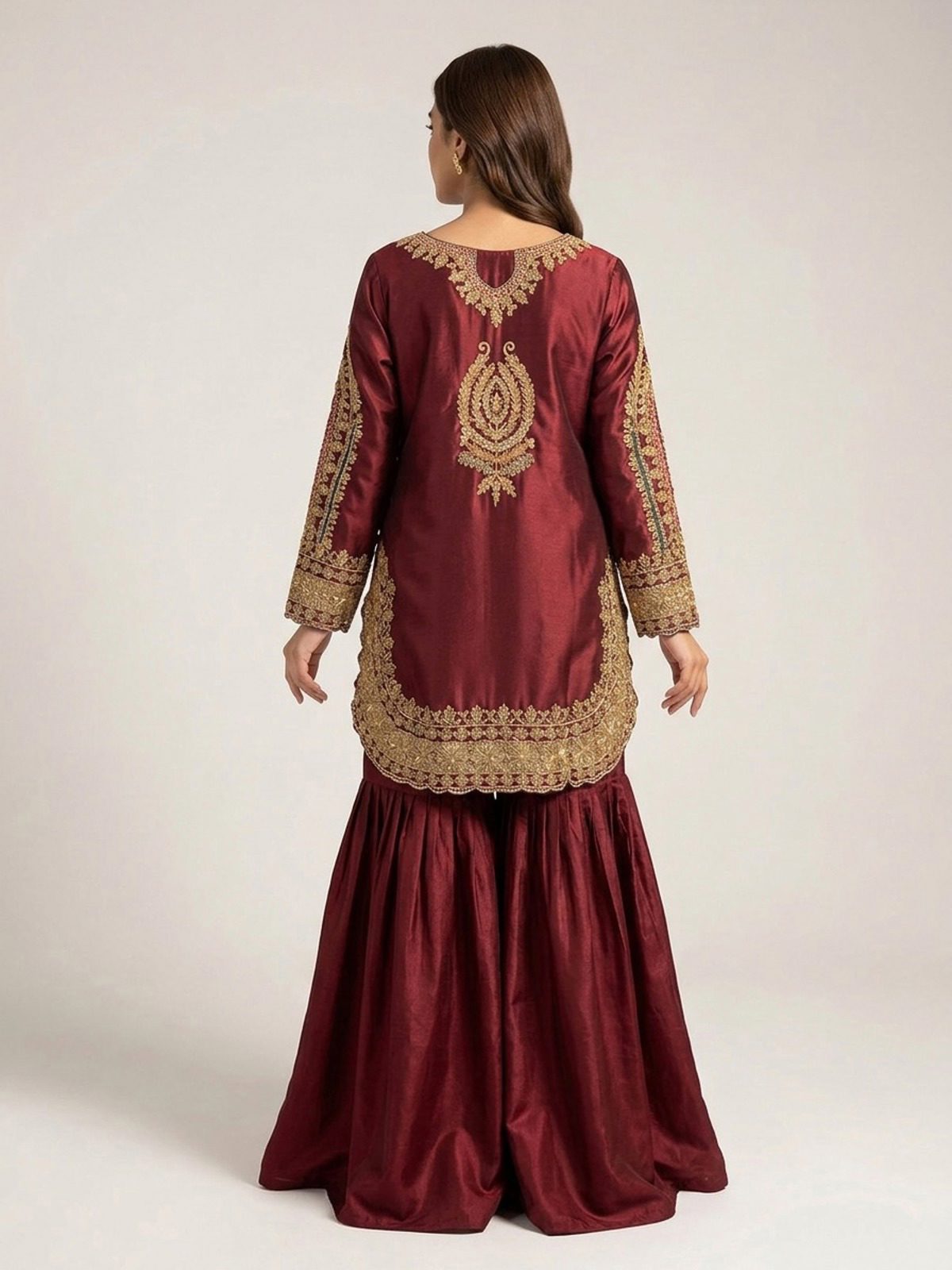 3pc maxi with embroided dupatta