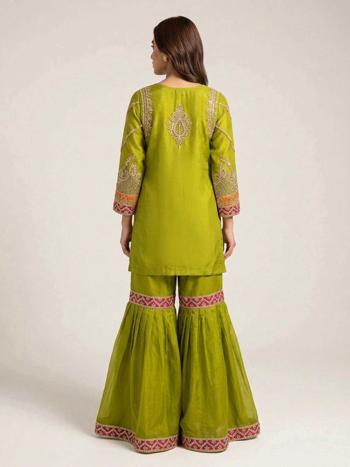 3pc maxi with embroided dupatta
