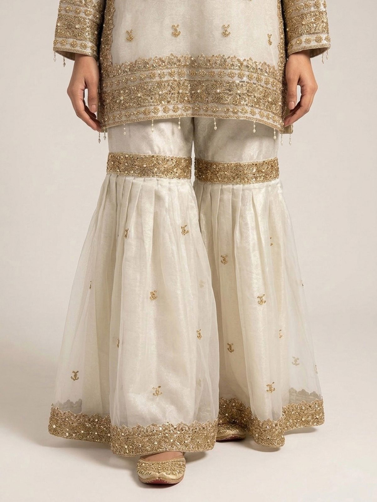 3pc maxi with embroided dupatta