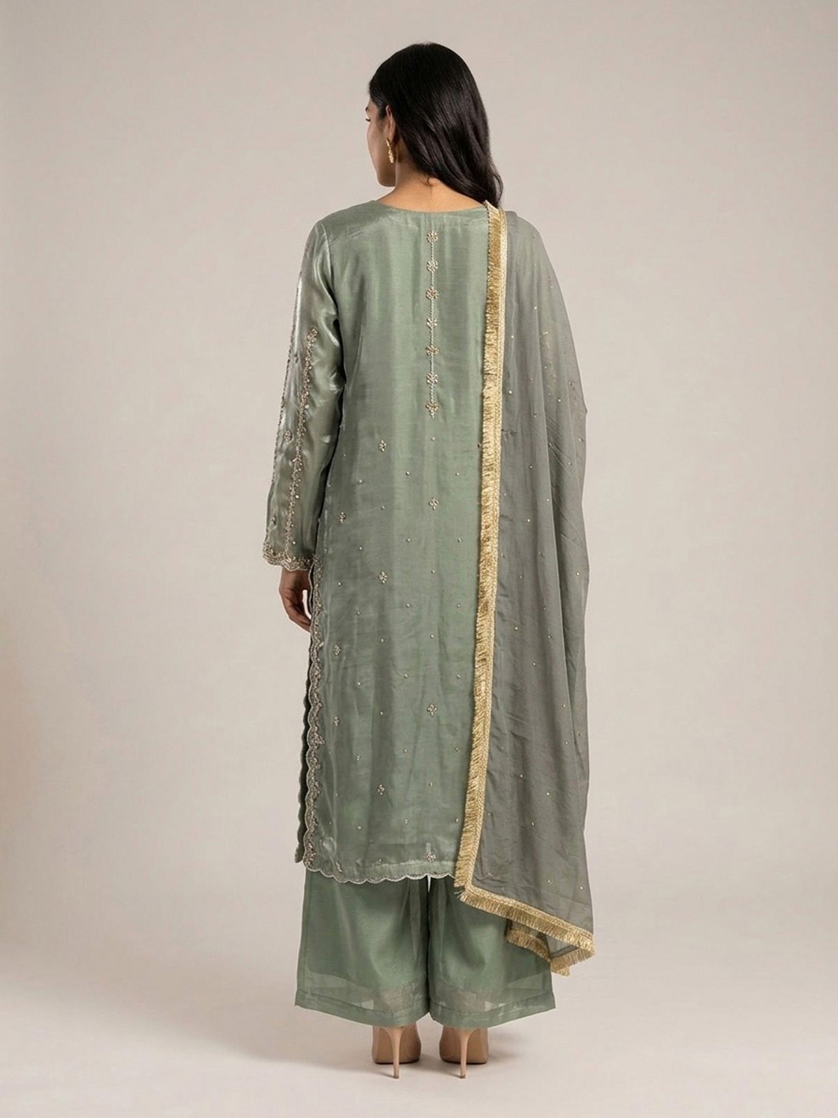 3pc premium embroidery dress with embroided dupatta and plazo