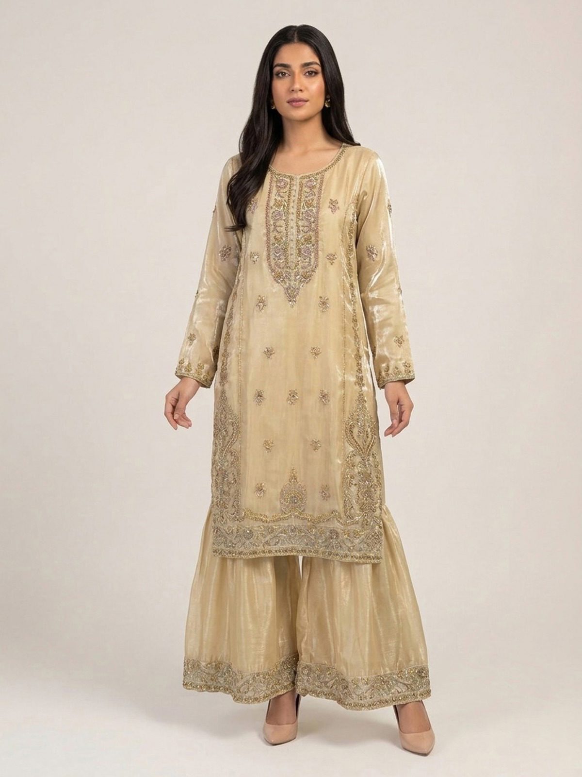 3pc premium embroidery dress with embroided dupatta and plazo
