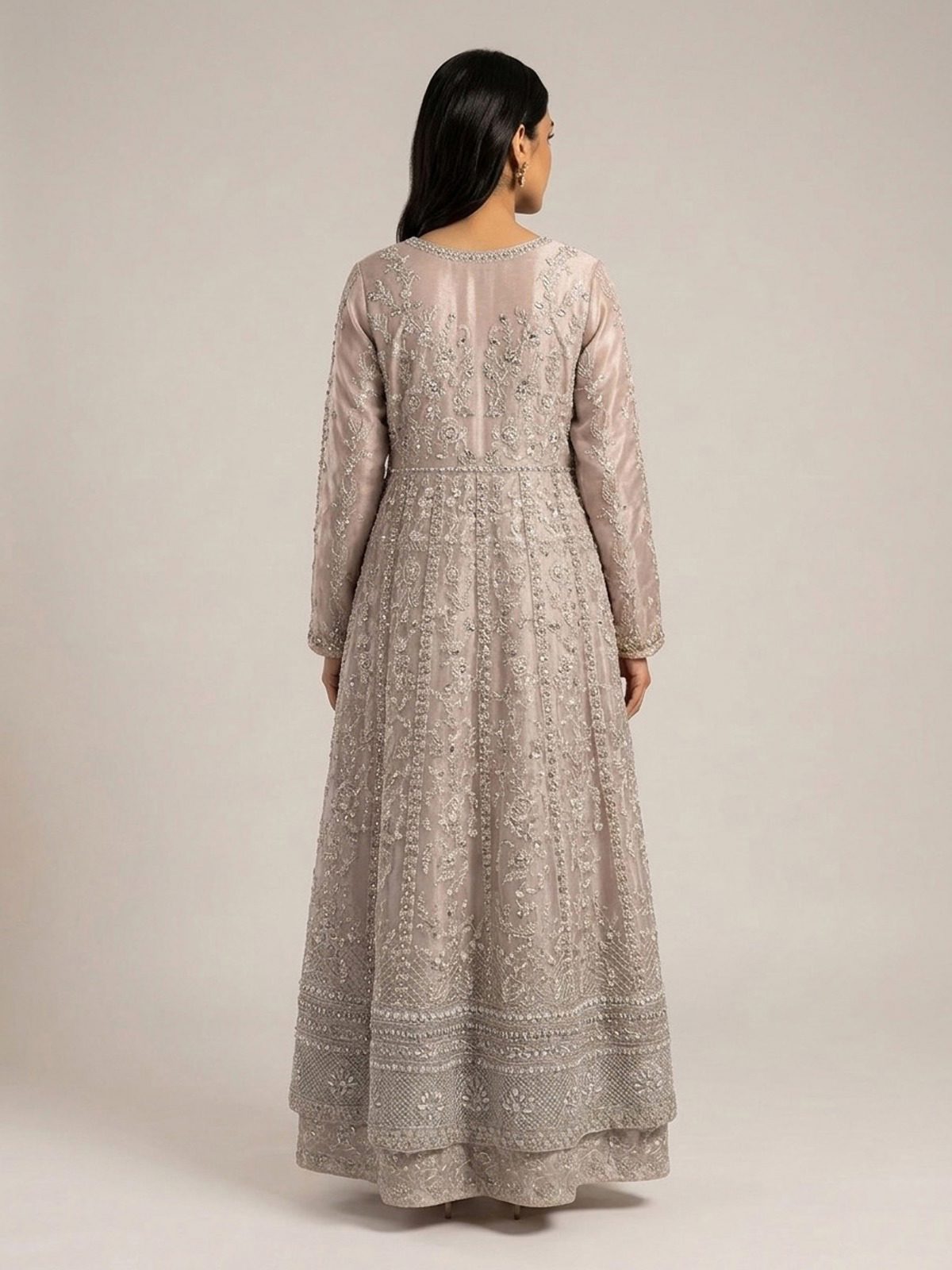 3pc maxi with embroided dupatta