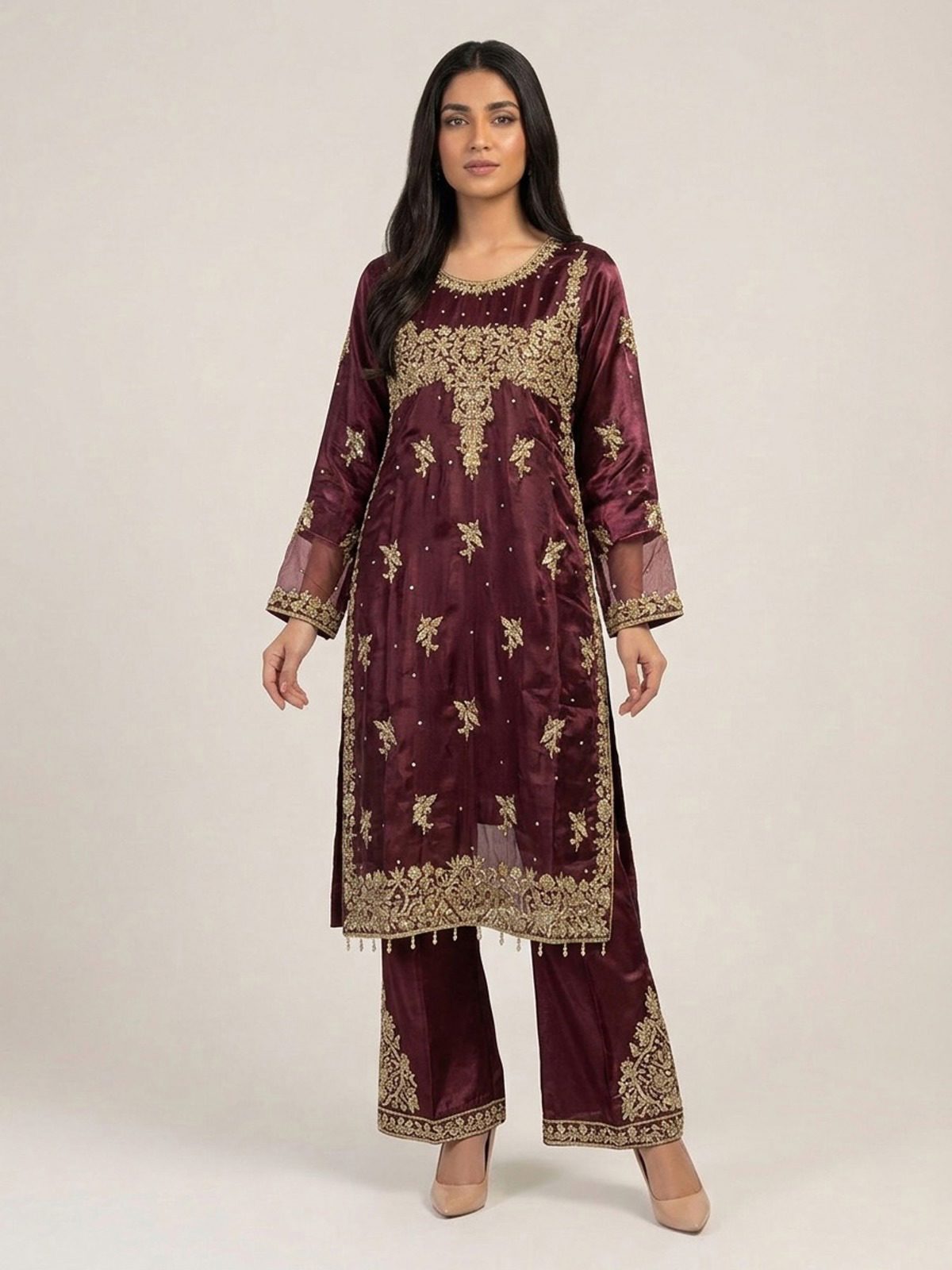 3pc premium embroidery dress with embroided dupatta and plazo