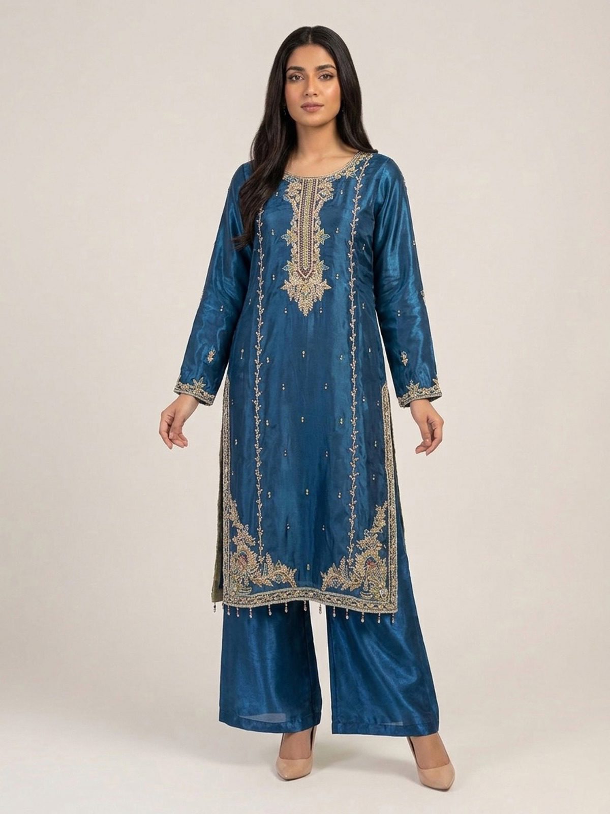3pc premium embroidery dress with embroided dupatta and plazo