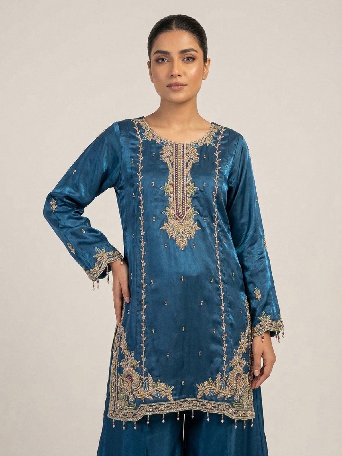 3pc premium embroidery dress with embroided dupatta and plazo