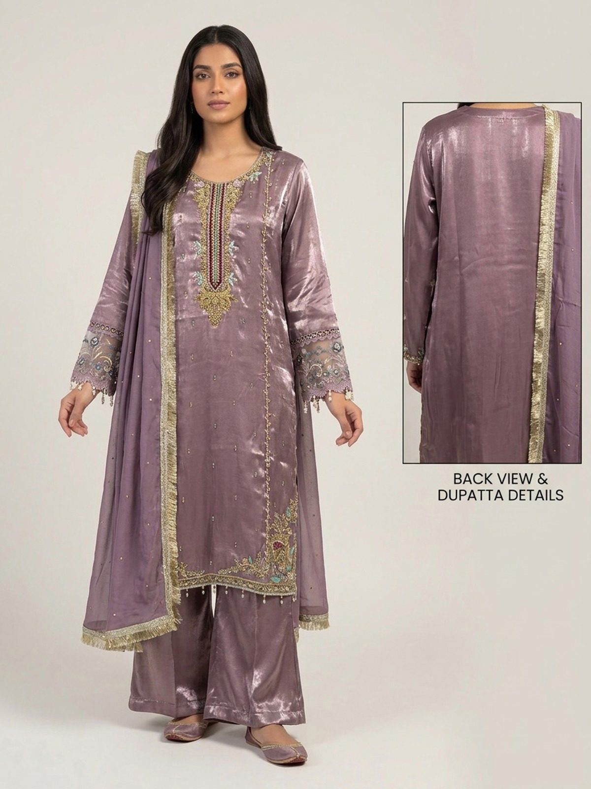 3pc premium embroidery dress with embroided dupatta and plazo