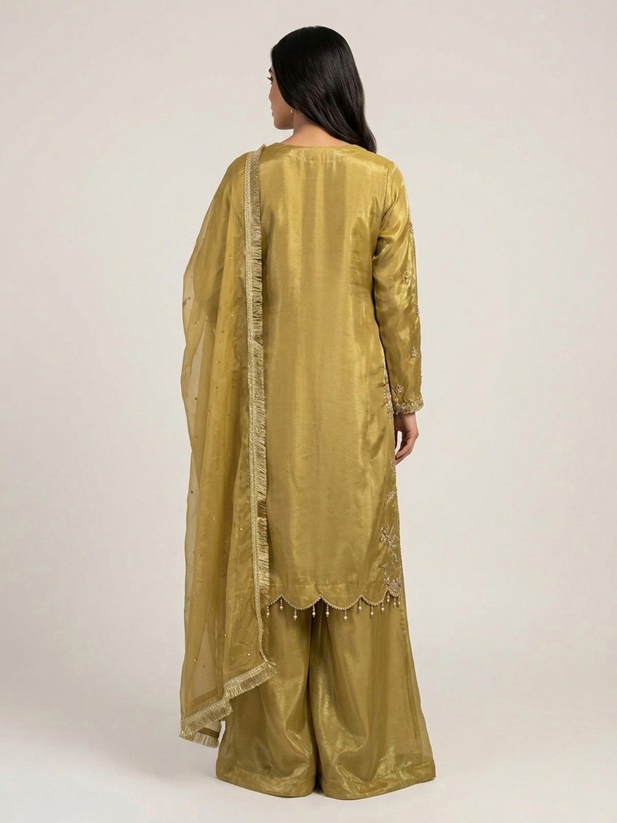 3pc premium embroidery dress with embroided dupatta and plazo
