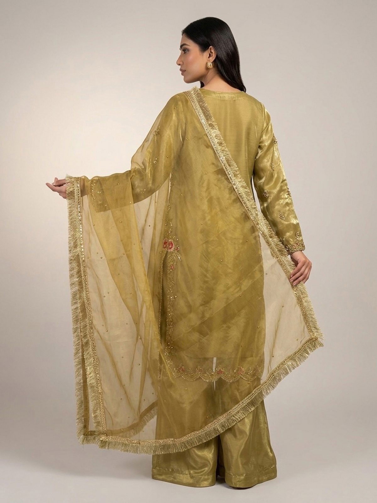 3pc premium embroidery dress with embroided dupatta and plazo