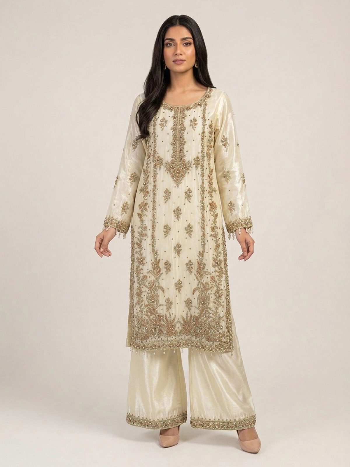 3pc premium embroidery dress with embroided dupatta and plazo