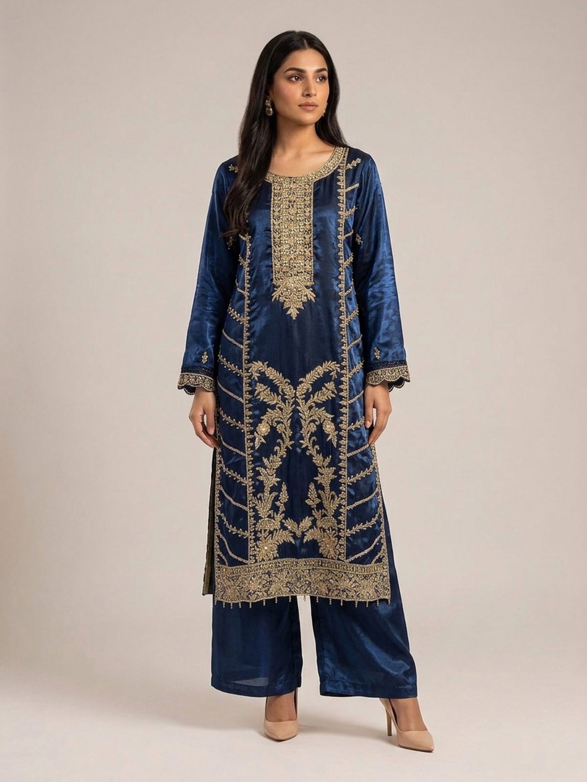 3pc premium embroidery dress with embroided dupatta and plazo
