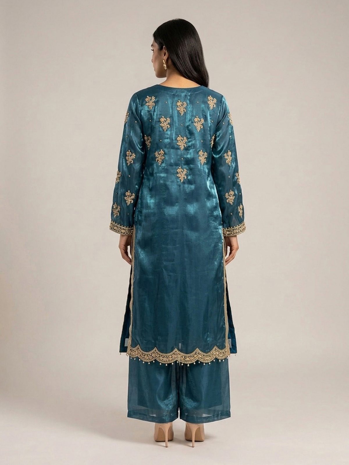 3pc premium embroidery dress with embroided dupatta and plazo