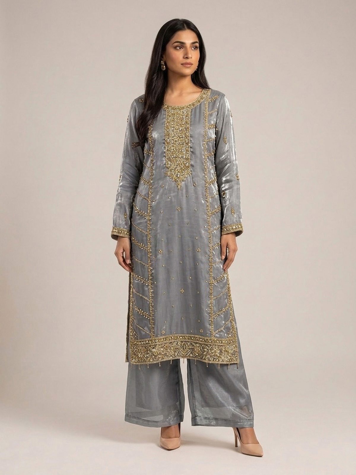3pc premium embroidery dress with embroided dupatta and plazo