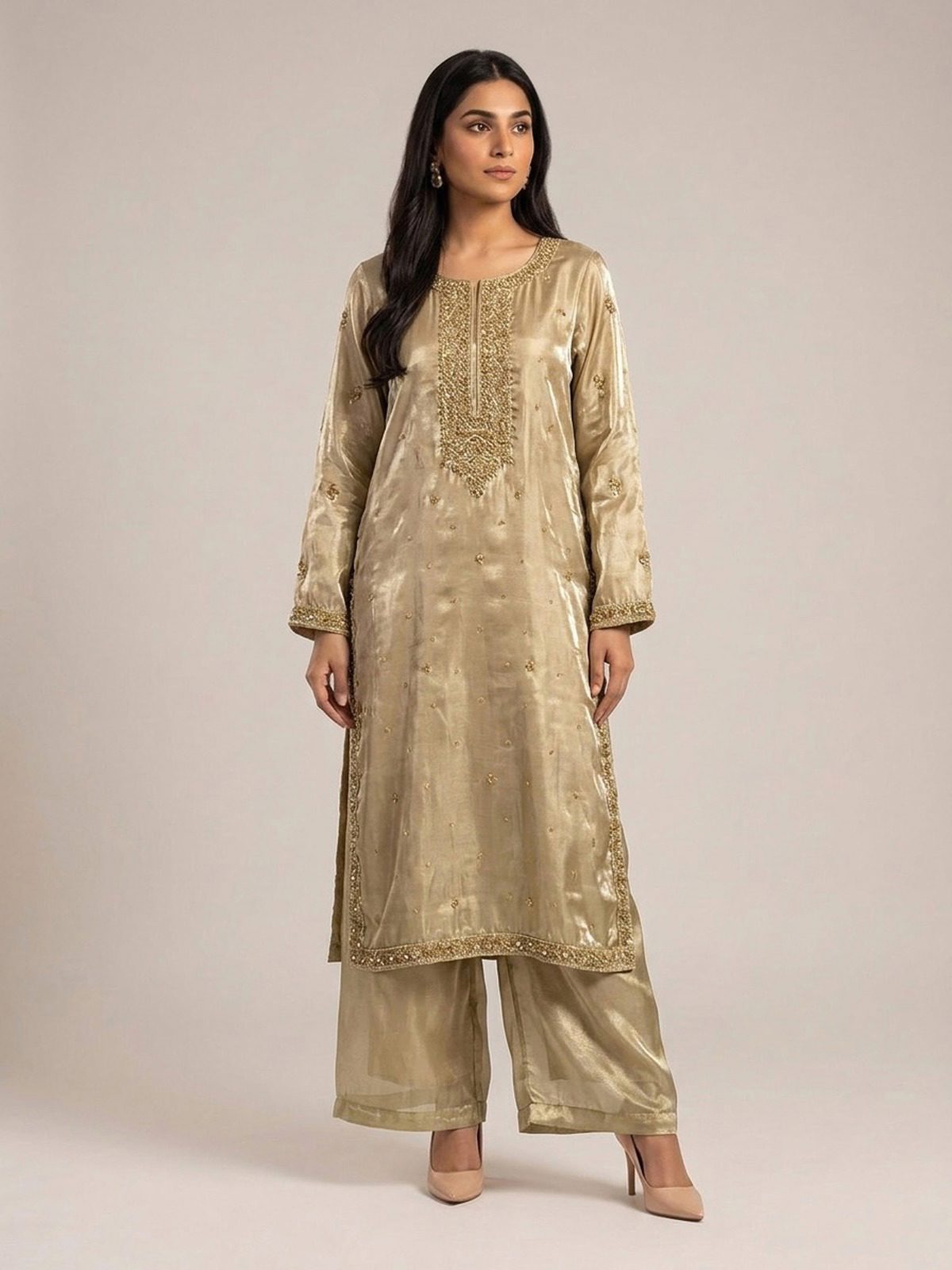 3pc premium embroidery dress with embroided dupatta and plazo