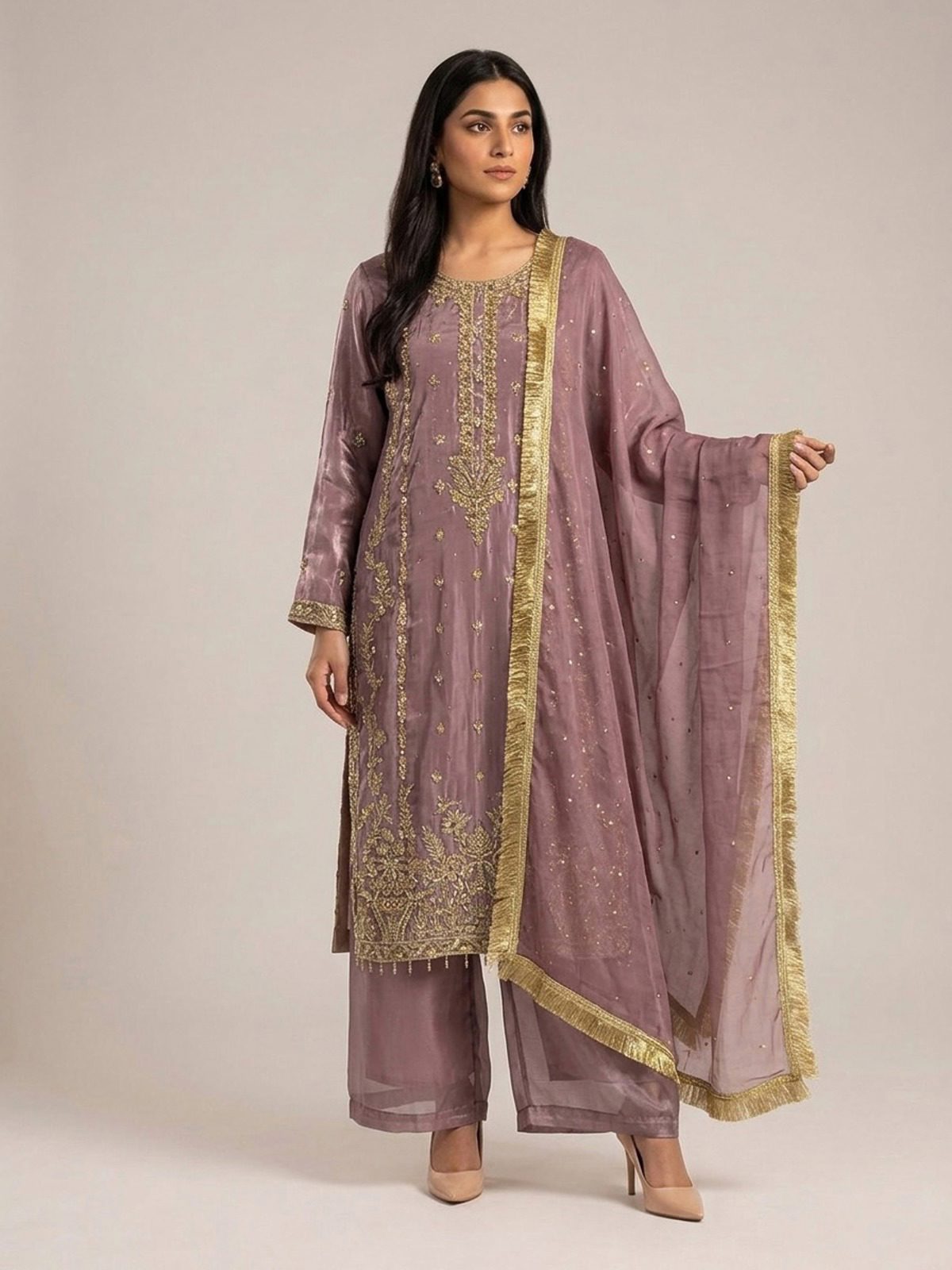 3pc premium embroidery dress with dupatta and plazo