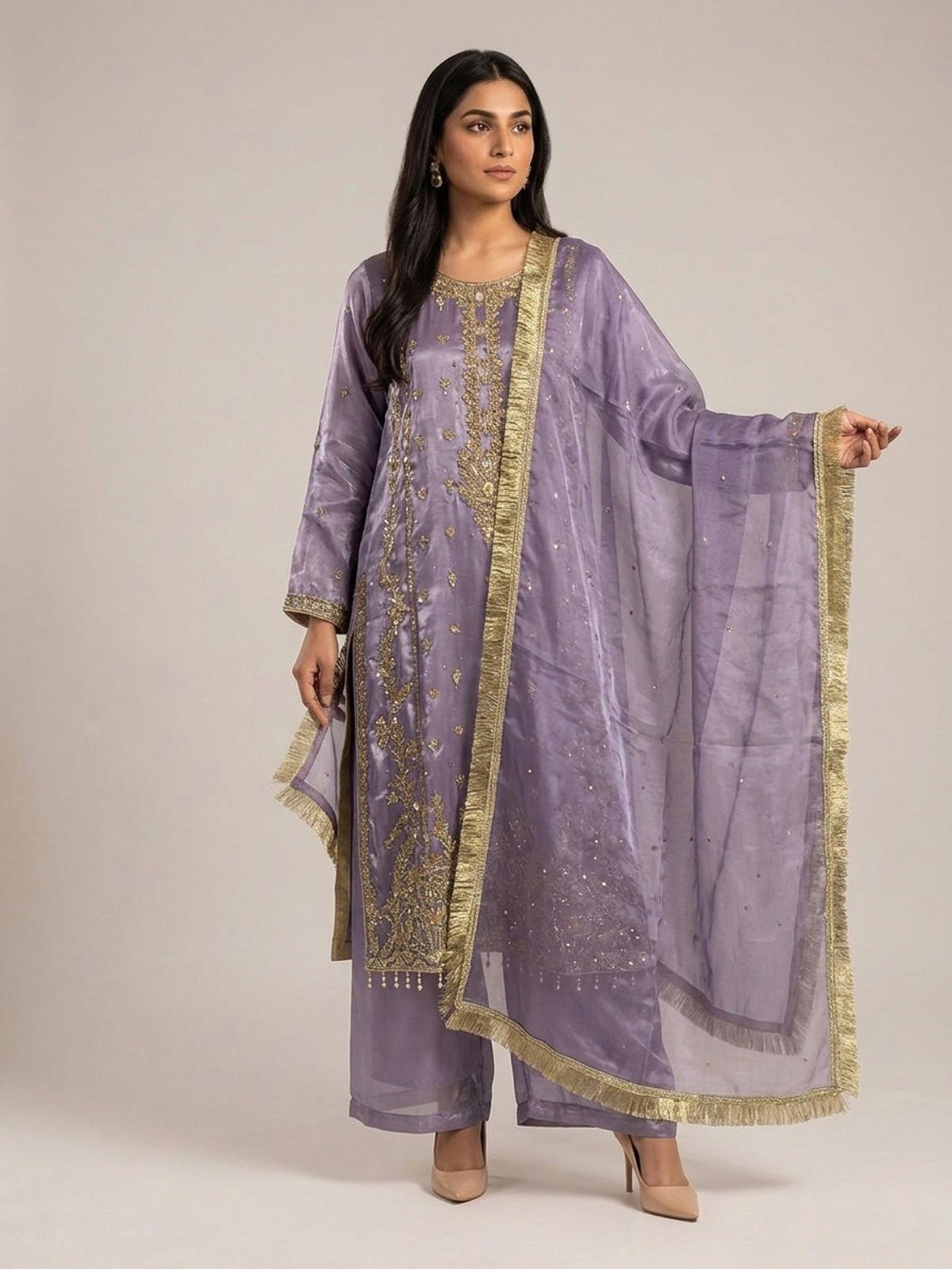 3pc premium embroidery dress with dupatta and plazo