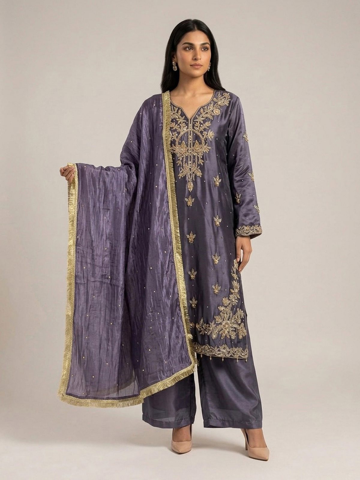3pc premium embroidery dress with dupatta and plazo
