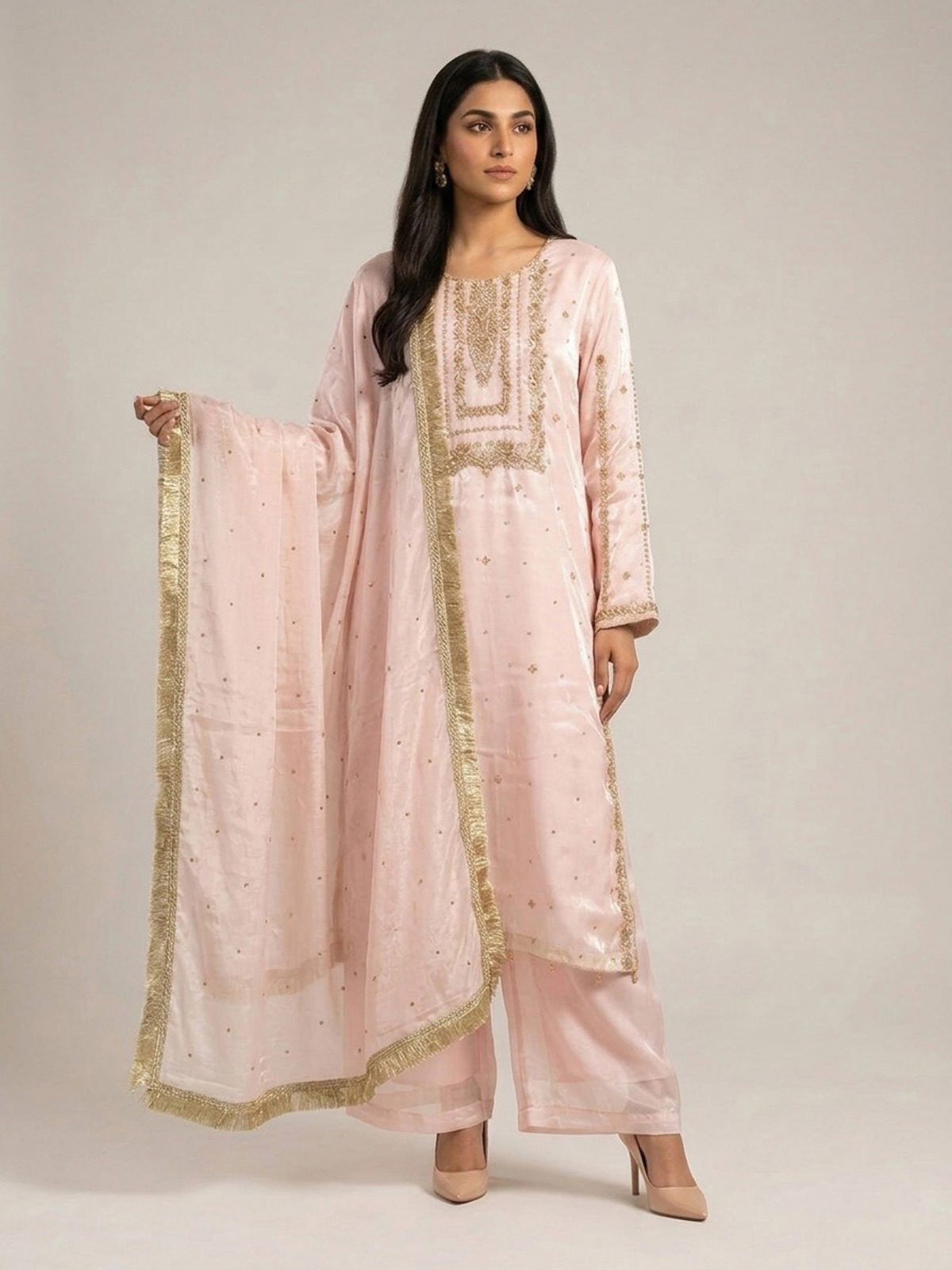 3pc premium embroidery dress with dupatta and plazo