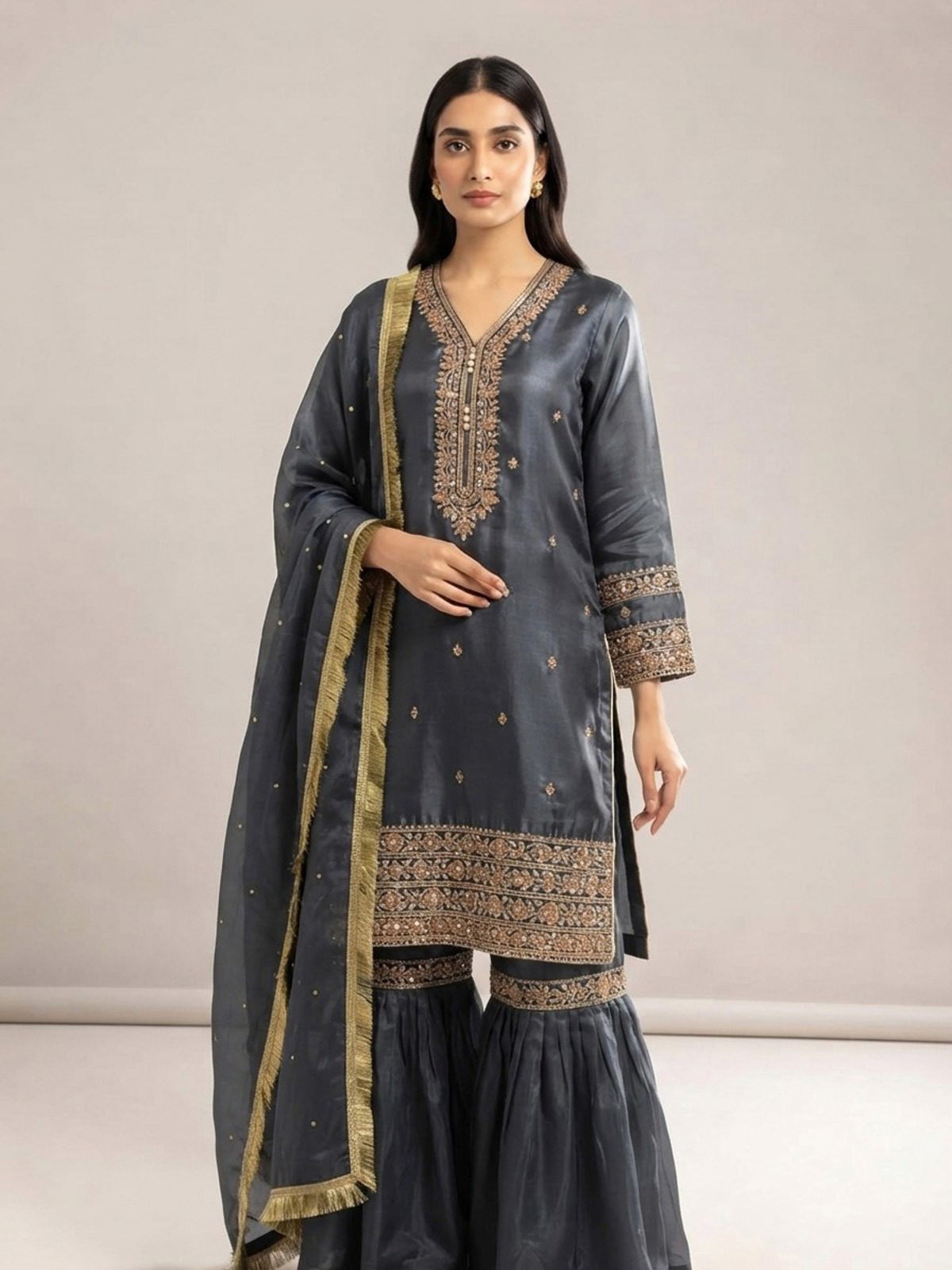 3pc premium embroidery dress with dupatta and plazo