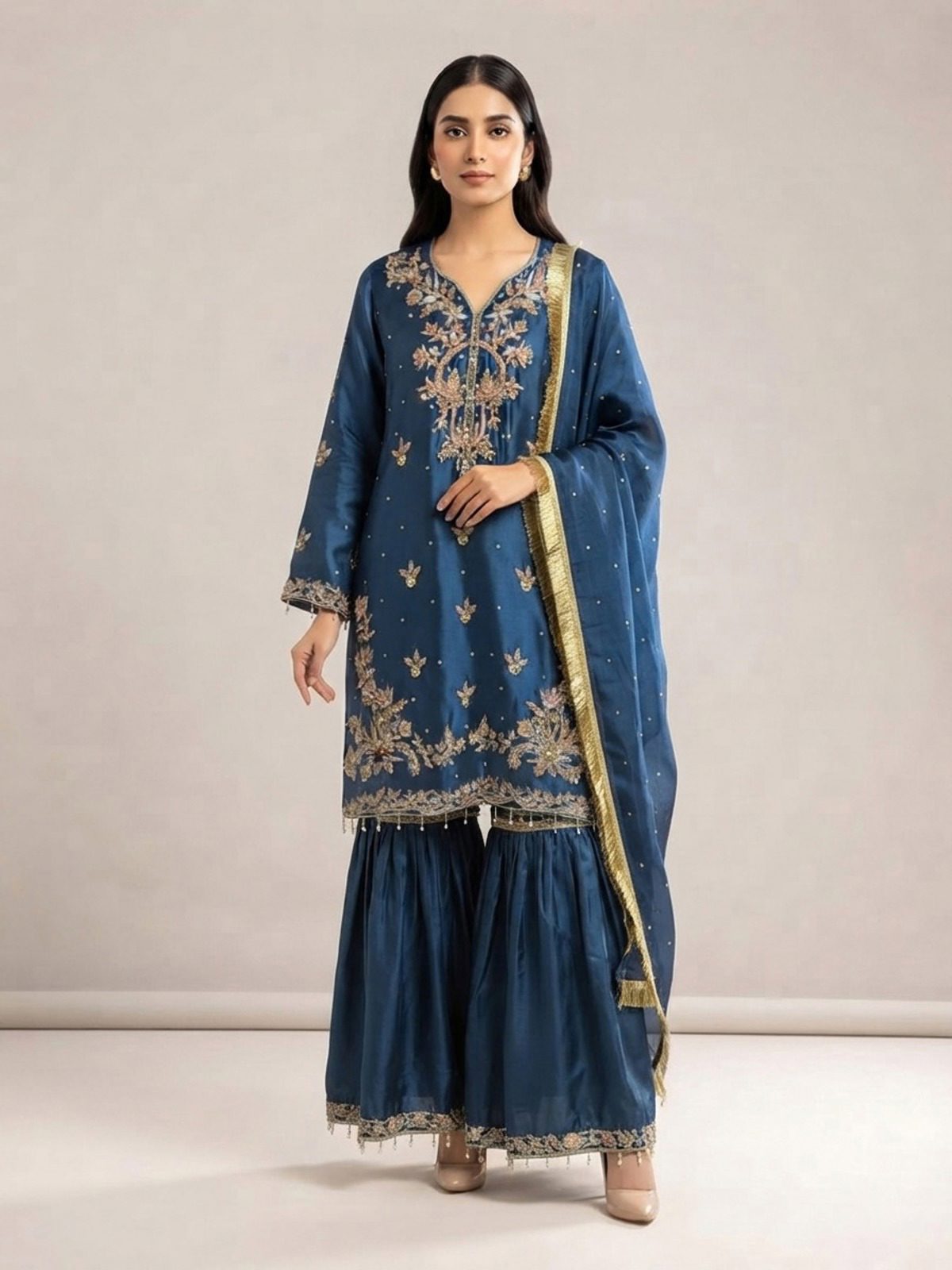 3pc premium embroidery dress with dupatta and plazo