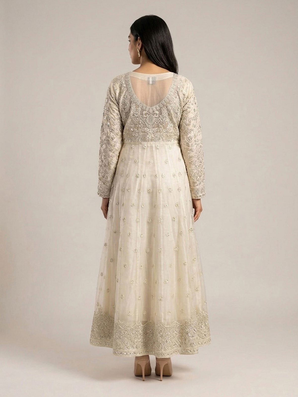 3pc maxi with embroided dupatta