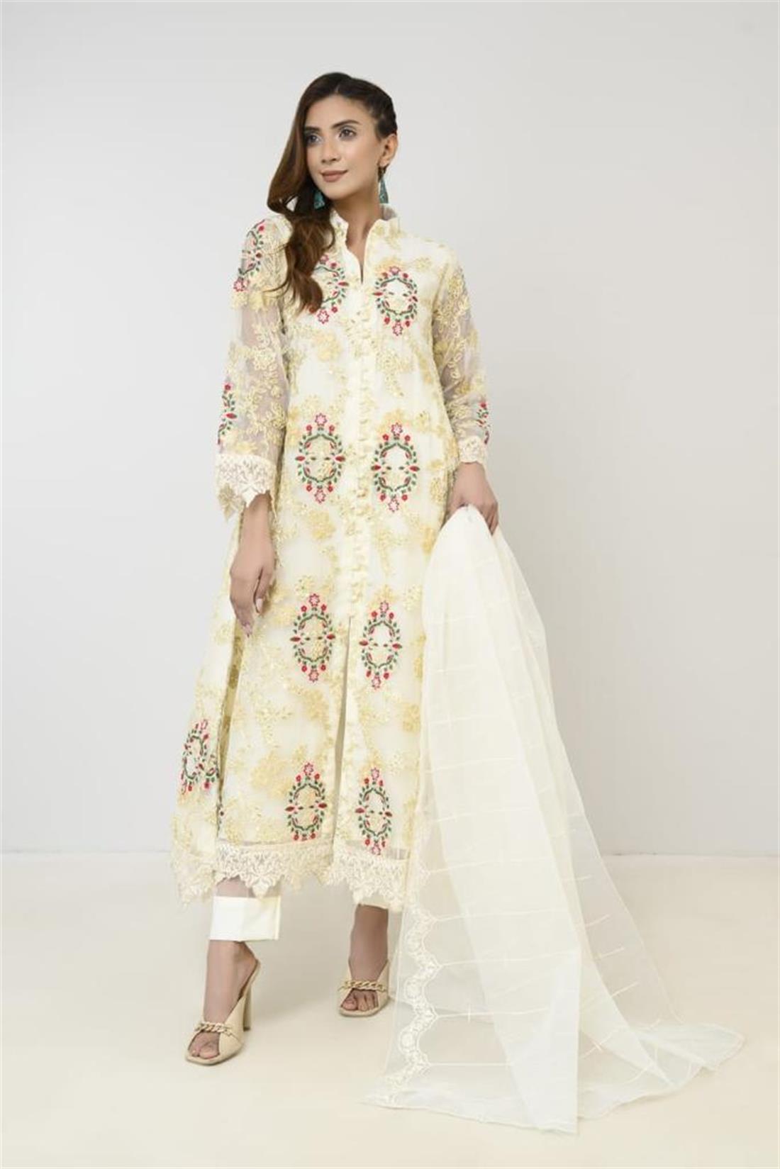 Long Maxi with Stone Work Organza