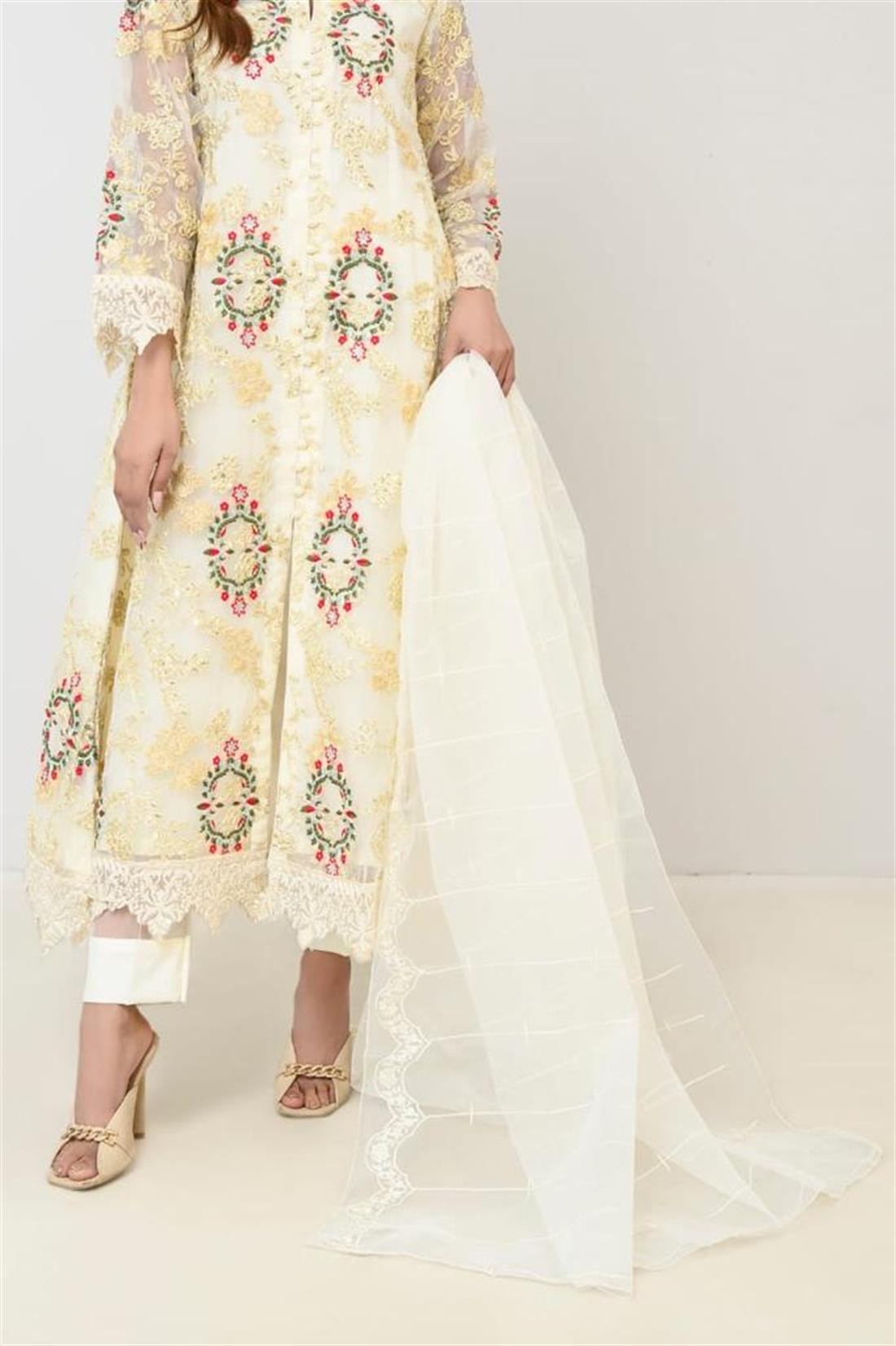 Long Maxi with Stone Work Organza