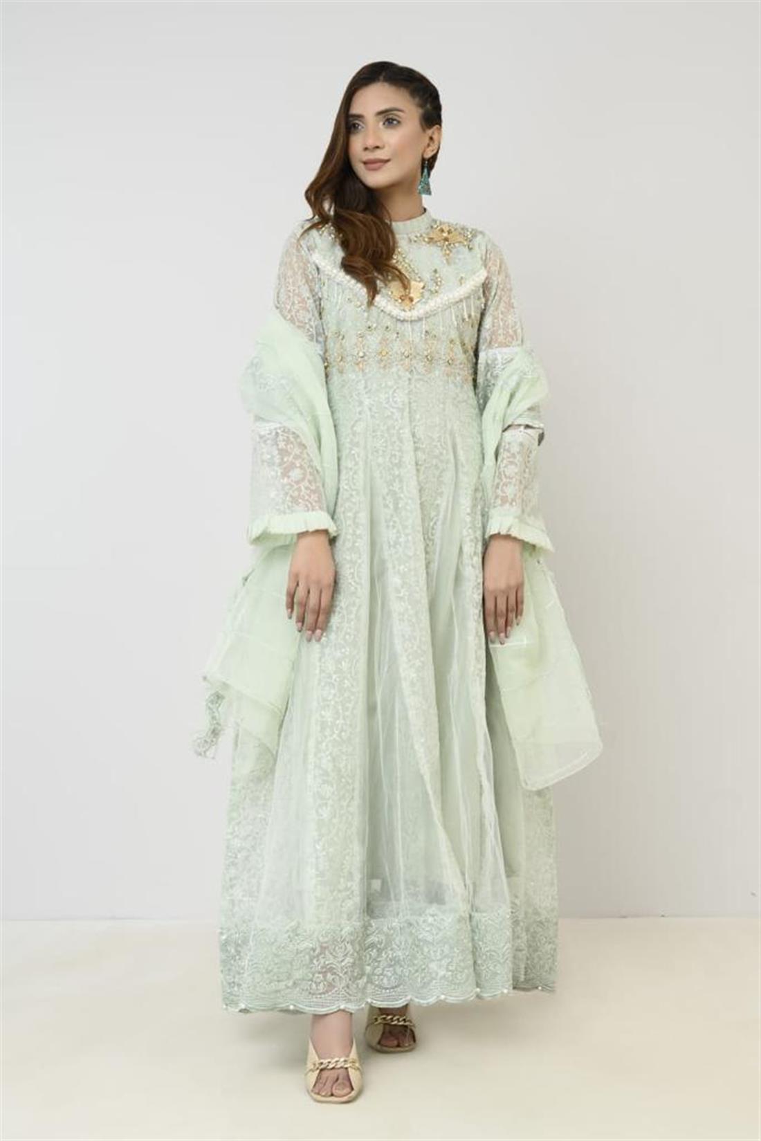 Long Maxi with Stone Work Organza