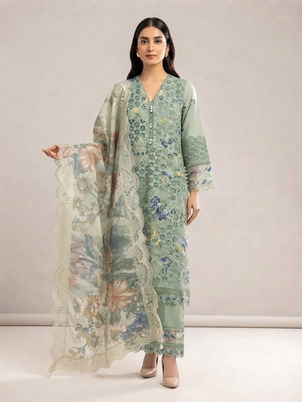 3pc dress with dupatta and trouser