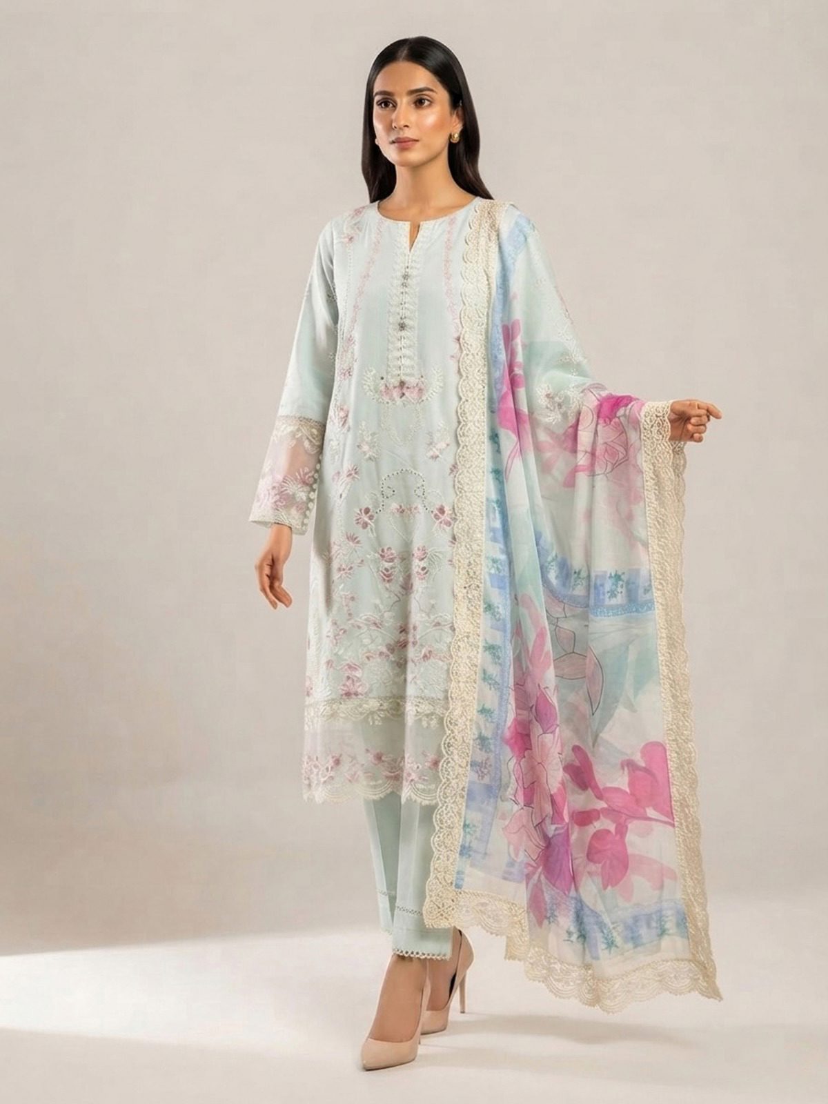 3pc dress with dupatta and trouser