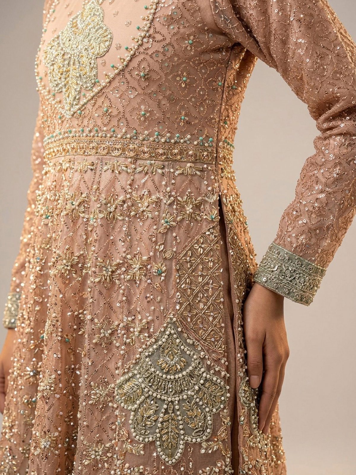 3pc maxi with embroided dupatta