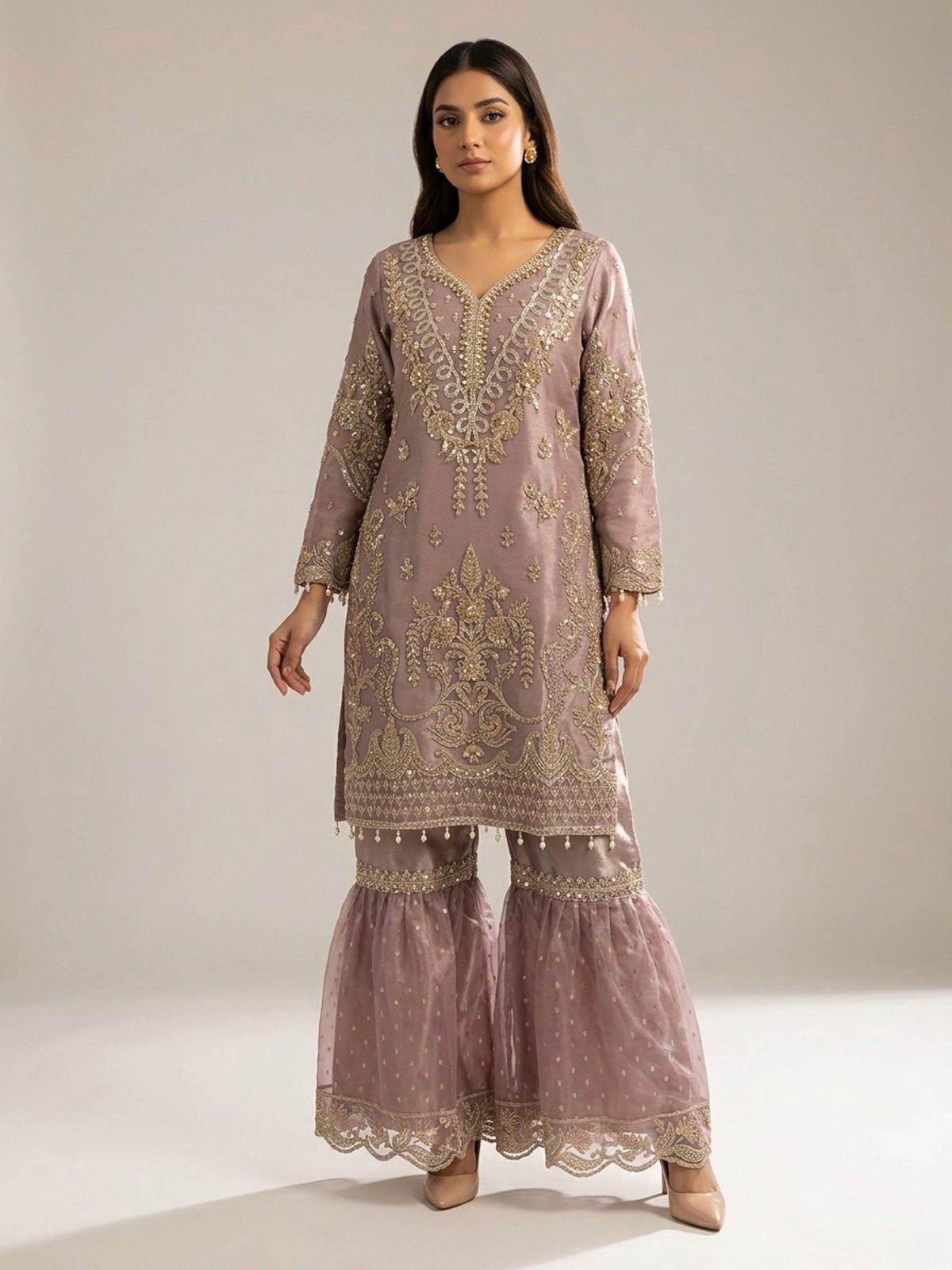3pc premium embroidery dress with embroided dupatta and plazo