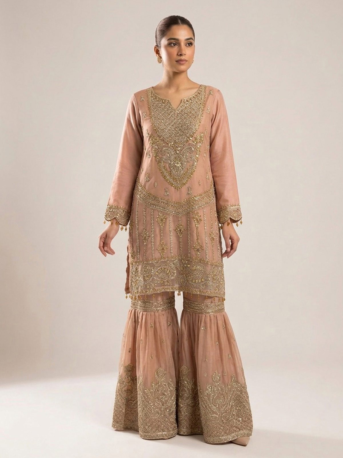 3pc premium embroidery dress with embroided dupatta and plazo