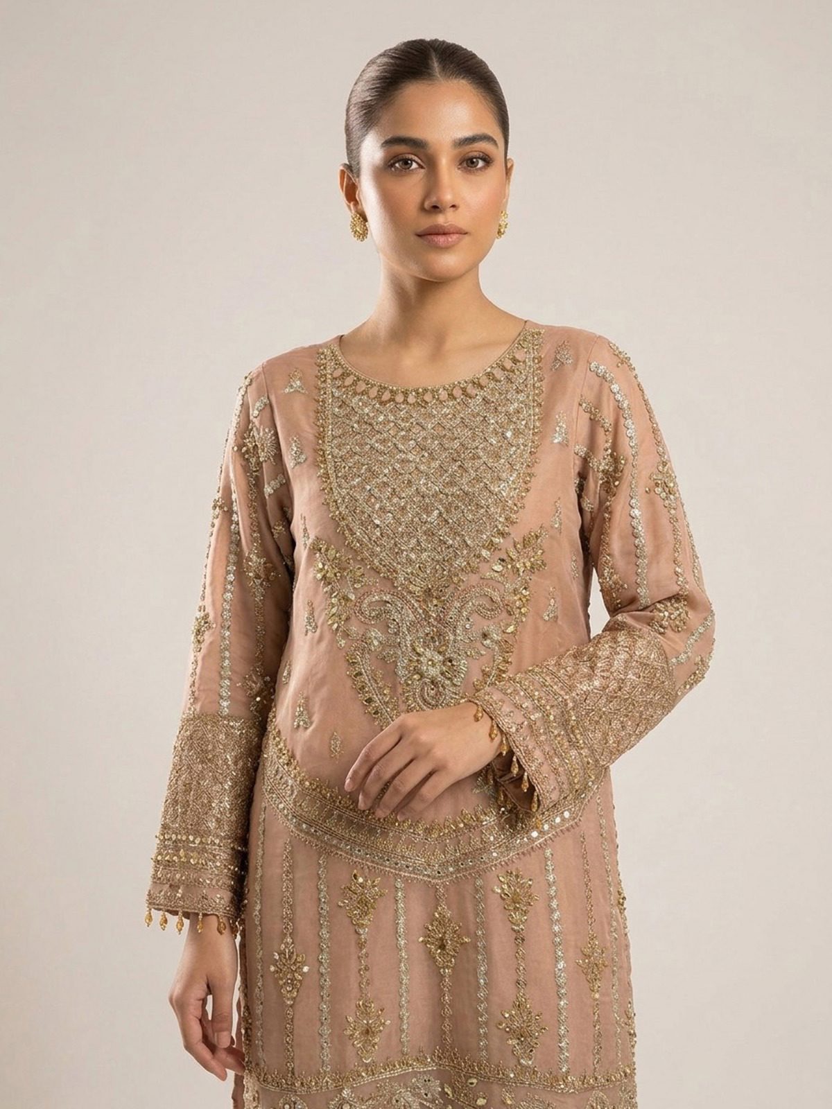 3pc premium embroidery dress with embroided dupatta and plazo