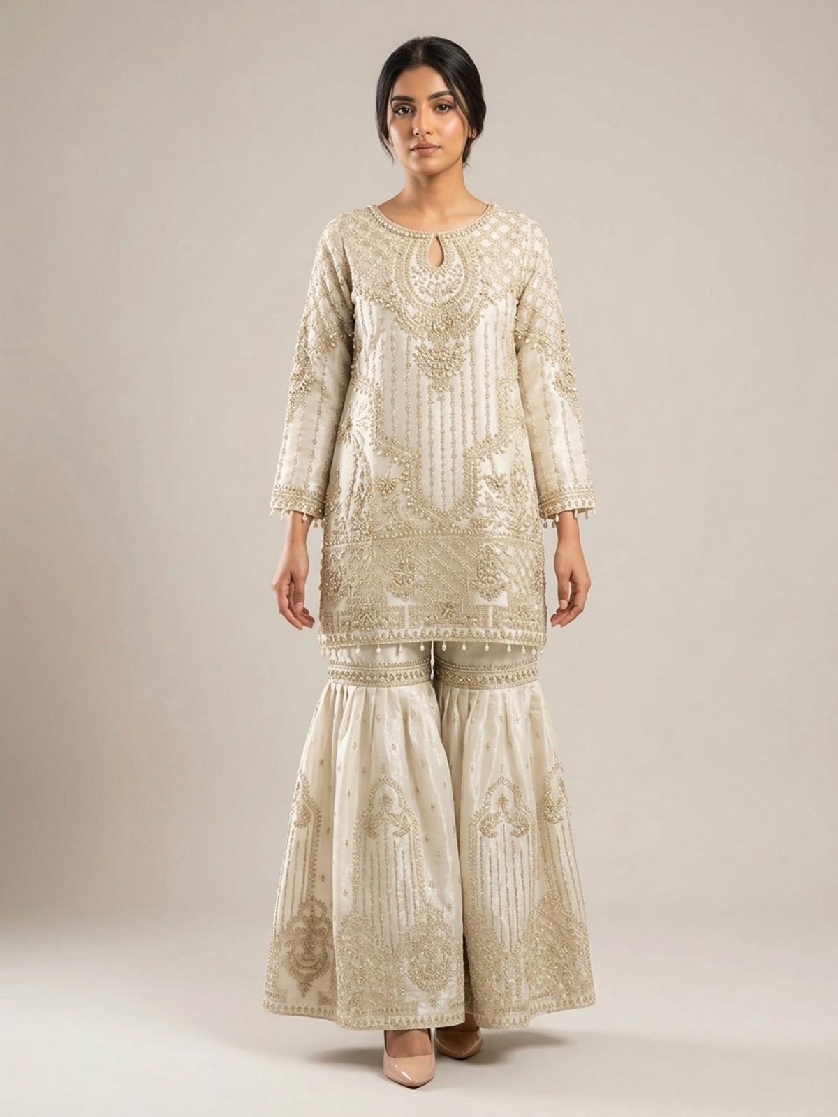 3pc premium embroidery dress with embroided dupatta and plazo