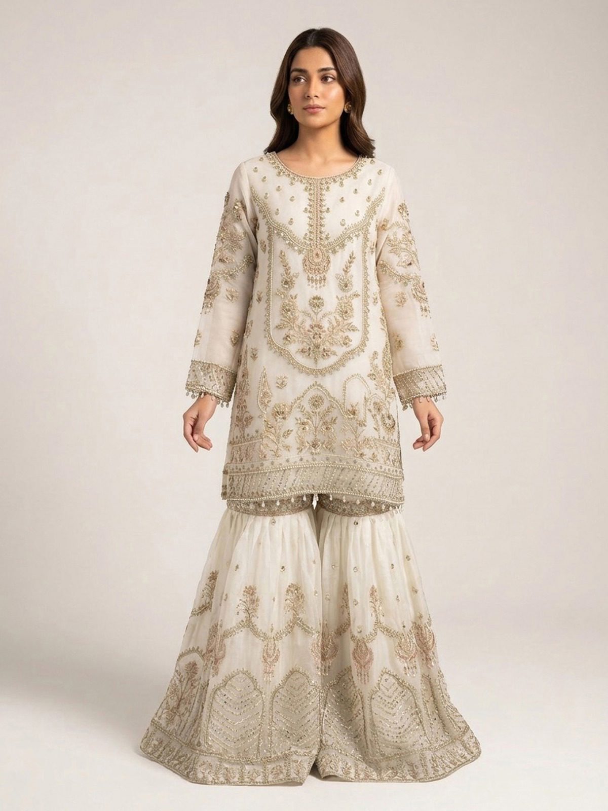 3pc premium embroidery dress with embroided dupatta and plazo