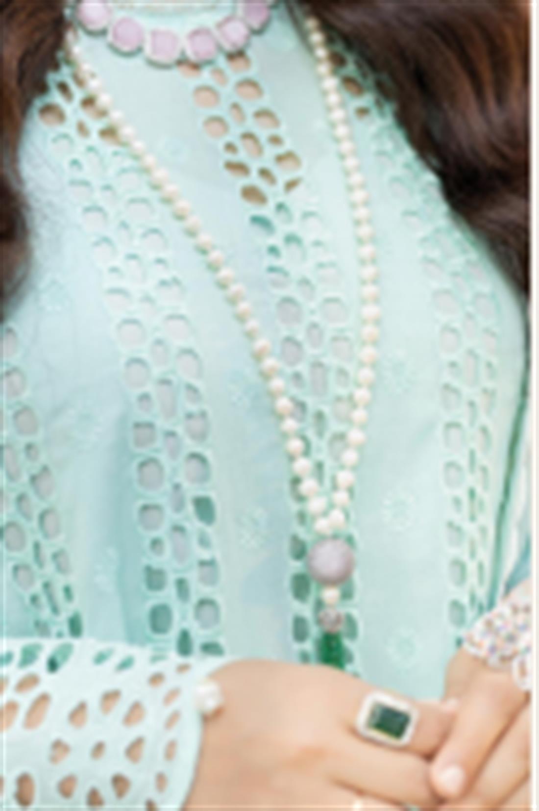 Pakistani Kameez Trousers In Sky Blue And Pink Contrast stitched