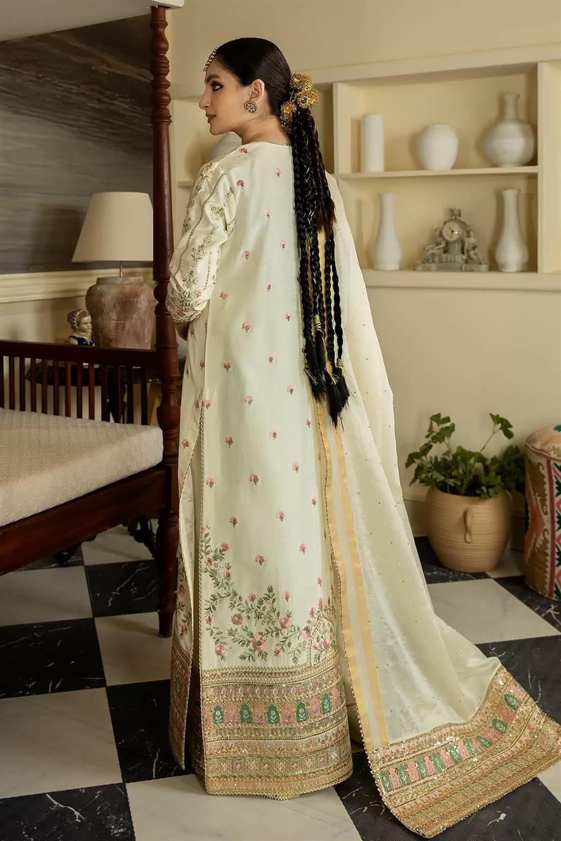 Jahaa'n Ara by Serene Embroidered Raw Silk stitched Suit