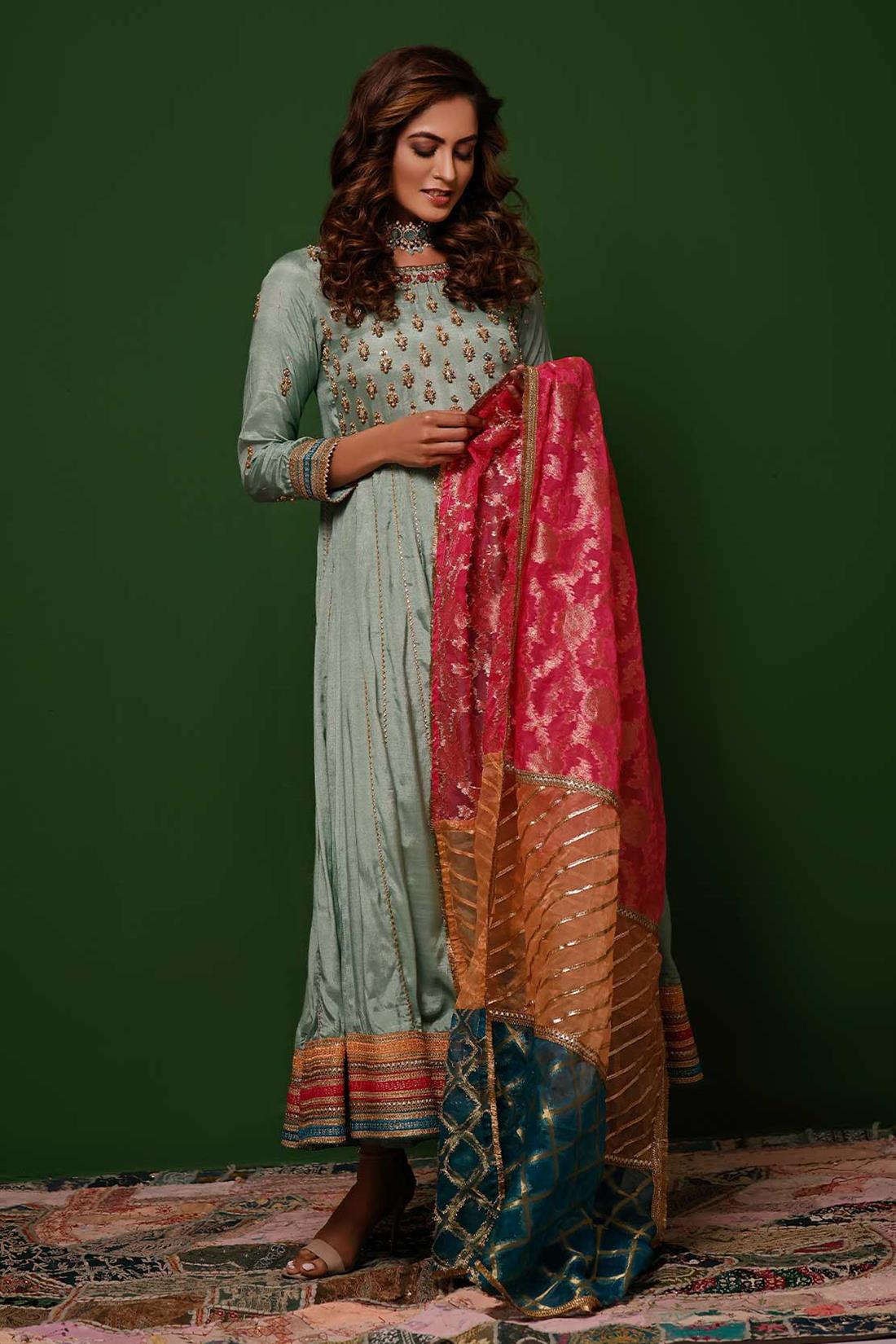 Fancy Frock with Hand Work with Organza