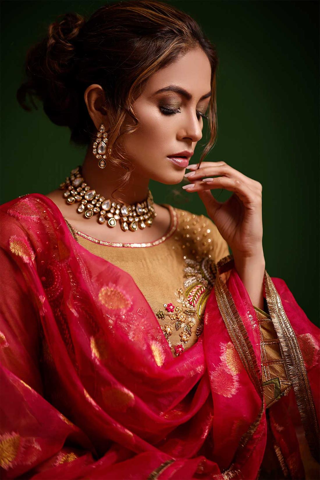 Fancy Frock with Hand Work with Organza