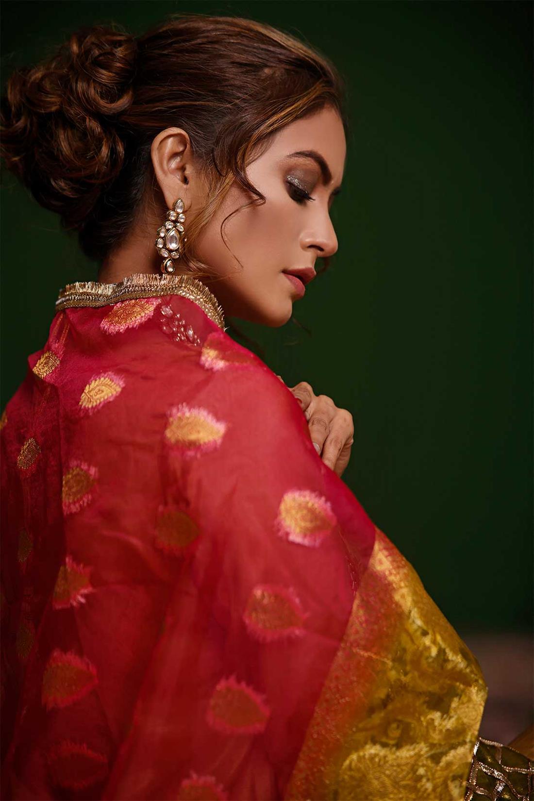 Fancy Frock with Hand Work with Organza