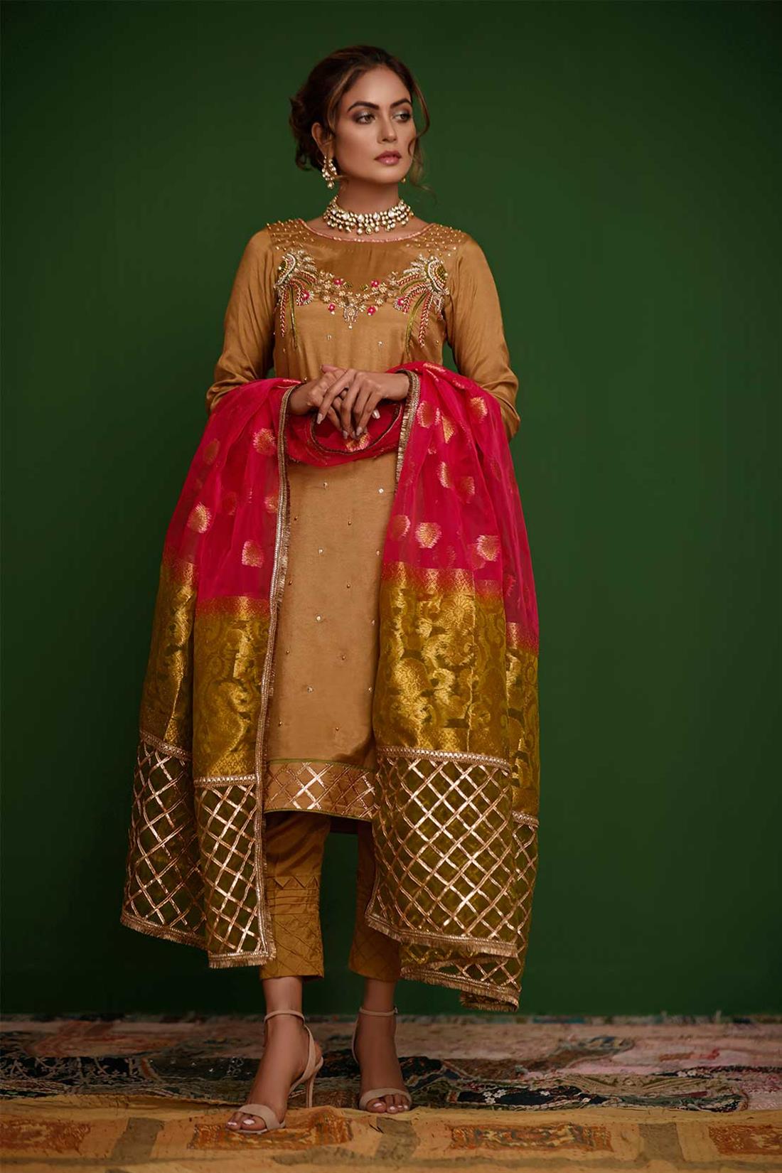 Fancy Frock with Hand Work with Organza